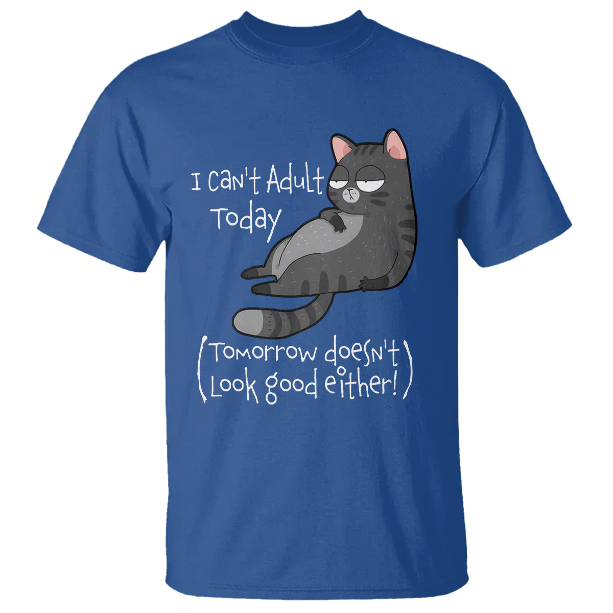 I Can't Adult Today Tomorrow Doesn't Look Good Either Funny Meme Cat T Shirt - Wonder Print Shop