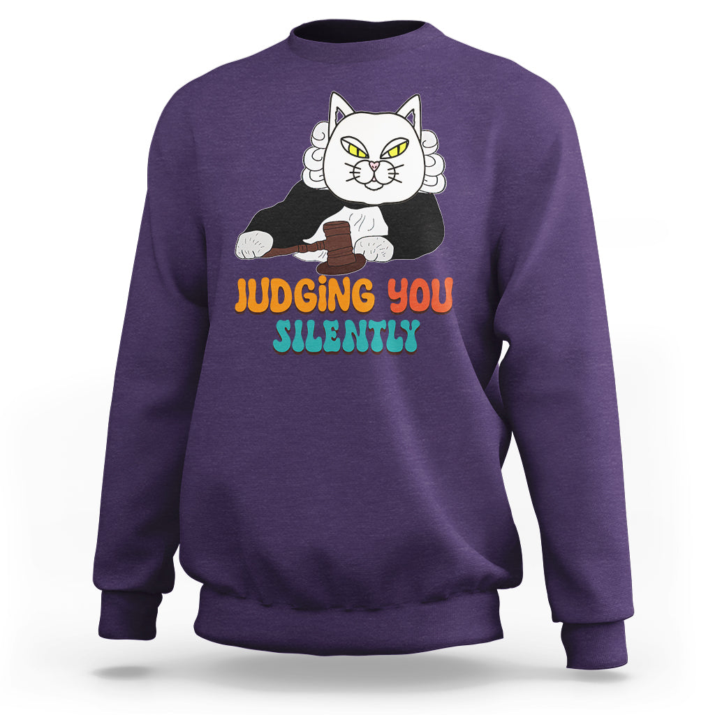 Judge Cat Judging You Silently Funny Sarcastic Sweatshirt - Wonder Print Shop
