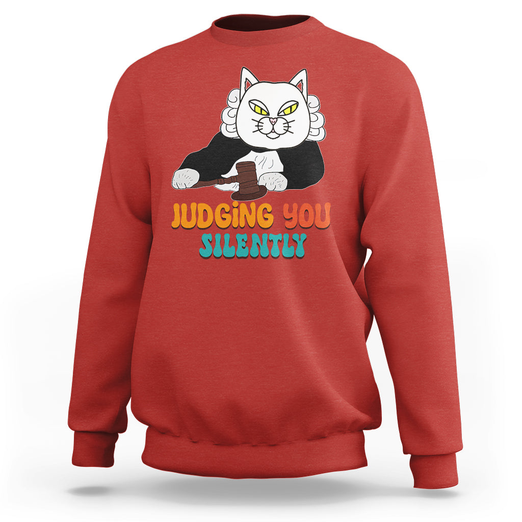 Judge Cat Judging You Silently Funny Sarcastic Sweatshirt - Wonder Print Shop