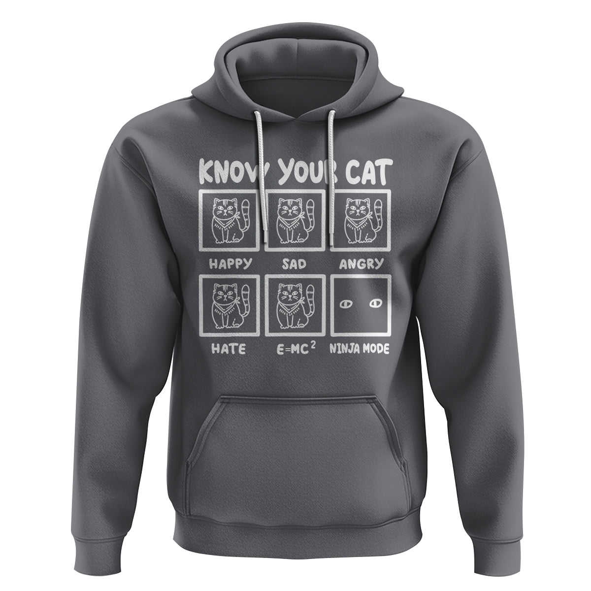 Know Your Cat Happy Sad Angry Hate Or Ninja Mode Hoodie - Wonder Print Shop