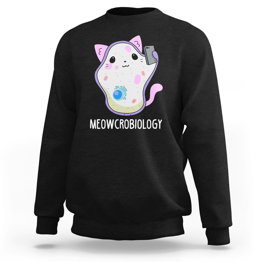 Meowcrobiology Microscopic Cats Science Pet School Biology Sweatshirt - Wonder Print Shop