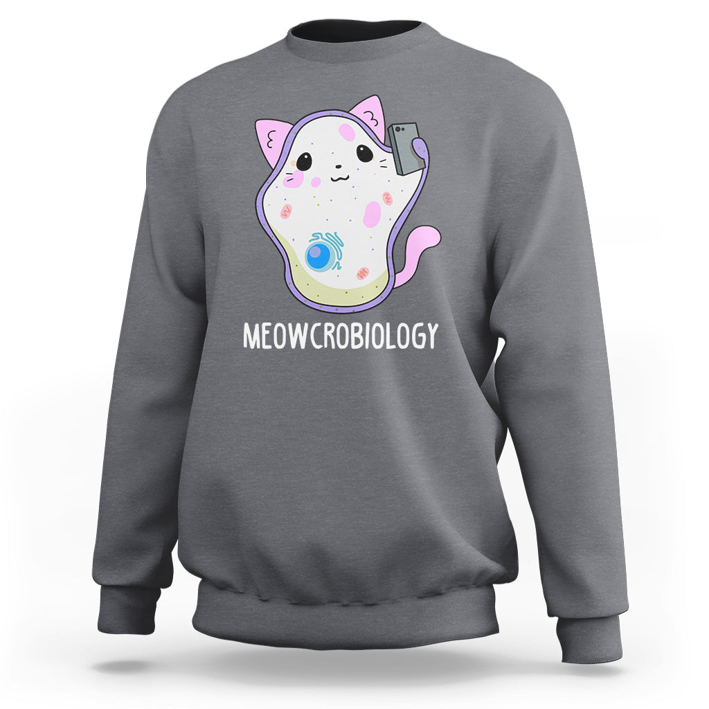 Meowcrobiology Microscopic Cats Science Pet School Biology Sweatshirt - Wonder Print Shop