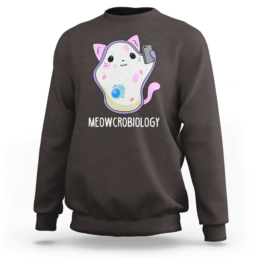Meowcrobiology Microscopic Cats Science Pet School Biology Sweatshirt - Wonder Print Shop