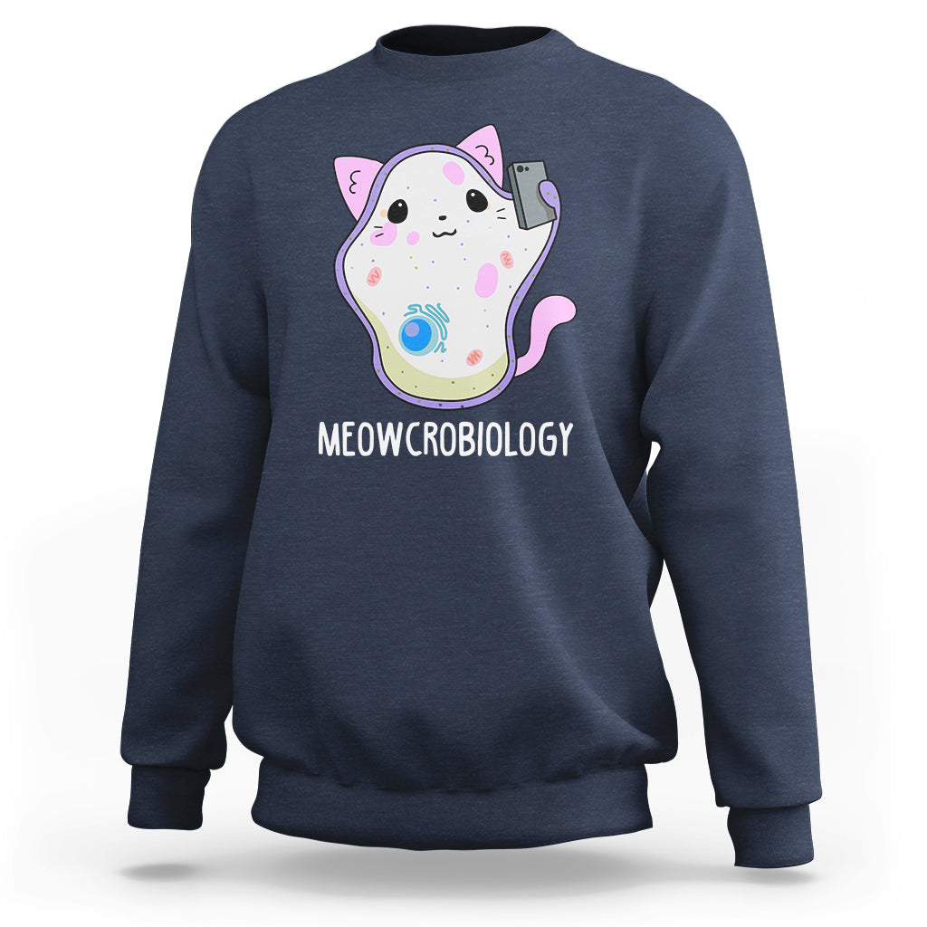 Meowcrobiology Microscopic Cats Science Pet School Biology Sweatshirt - Wonder Print Shop