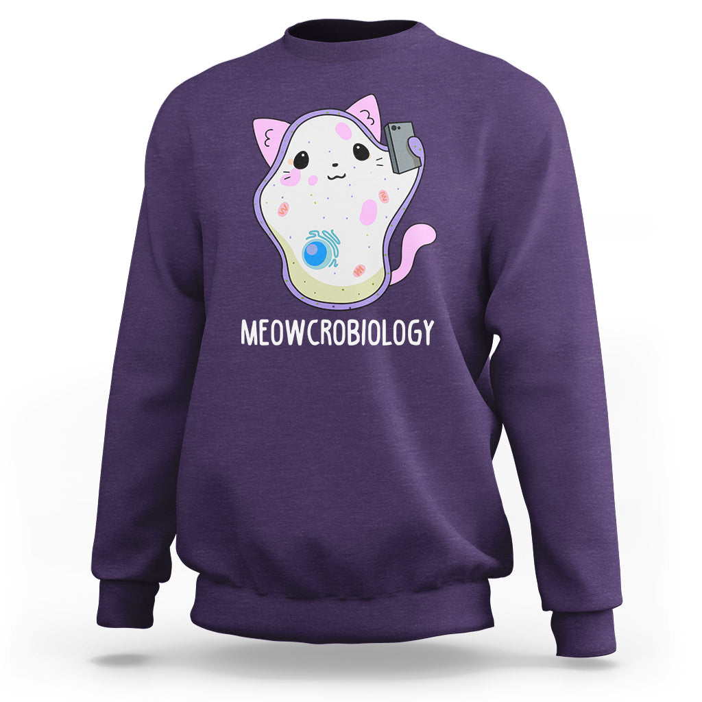 Meowcrobiology Microscopic Cats Science Pet School Biology Sweatshirt - Wonder Print Shop