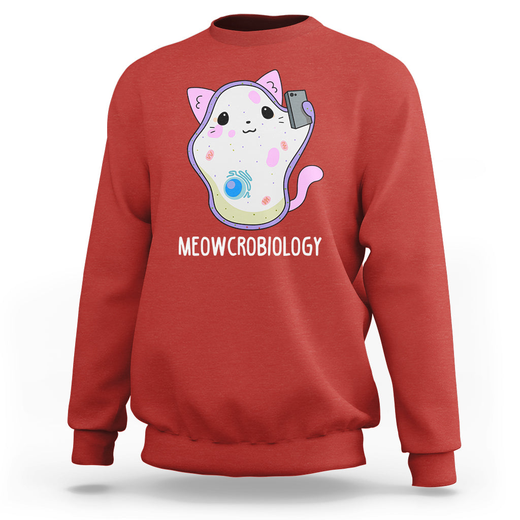 Meowcrobiology Microscopic Cats Science Pet School Biology Sweatshirt - Wonder Print Shop