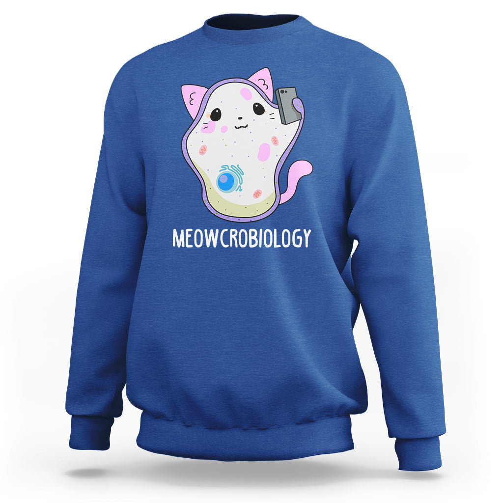 Meowcrobiology Microscopic Cats Science Pet School Biology Sweatshirt - Wonder Print Shop