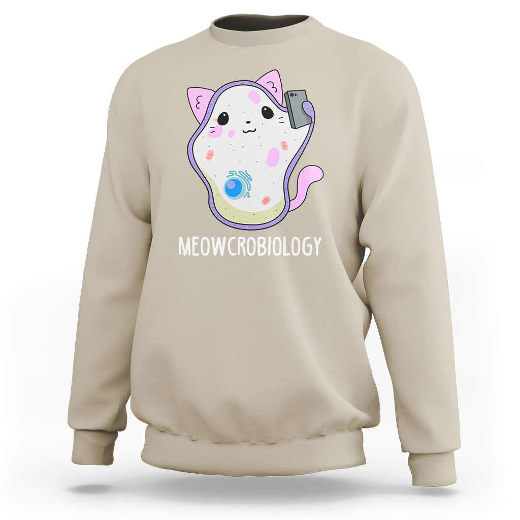 Meowcrobiology Microscopic Cats Science Pet School Biology Sweatshirt - Wonder Print Shop