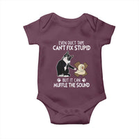Funny Sarcastic Cat Baby Onesie Duct Tape Can't Fix Stupid But Can Muffle The Sound