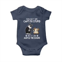 Funny Sarcastic Cat Baby Onesie Duct Tape Can't Fix Stupid But Can Muffle The Sound