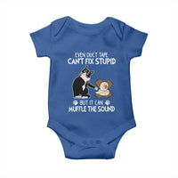 Funny Sarcastic Cat Baby Onesie Duct Tape Can't Fix Stupid But Can Muffle The Sound