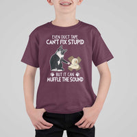 Funny Sarcastic Cat T Shirt For Kid Duct Tape Can't Fix Stupid But Can Muffle The Sound - Wonder Print Shop