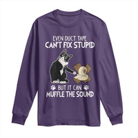 Funny Sarcastic Cat Long Sleeve Shirt Duct Tape Can't Fix Stupid But Can Muffle The Sound