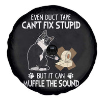 Funny Sarcastic Cat Spare Tire Cover Duct Tape Can't Fix Stupid But Can Muffle The Sound