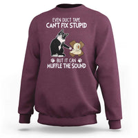 Funny Sarcastic Cat Sweatshirt Duct Tape Can't Fix Stupid But Can Muffle The Sound - Wonder Print Shop