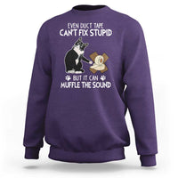 Funny Sarcastic Cat Sweatshirt Duct Tape Can't Fix Stupid But Can Muffle The Sound - Wonder Print Shop
