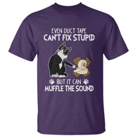 Funny Sarcastic Cat T Shirt Duct Tape Can't Fix Stupid But Can Muffle The Sound - Wonder Print Shop