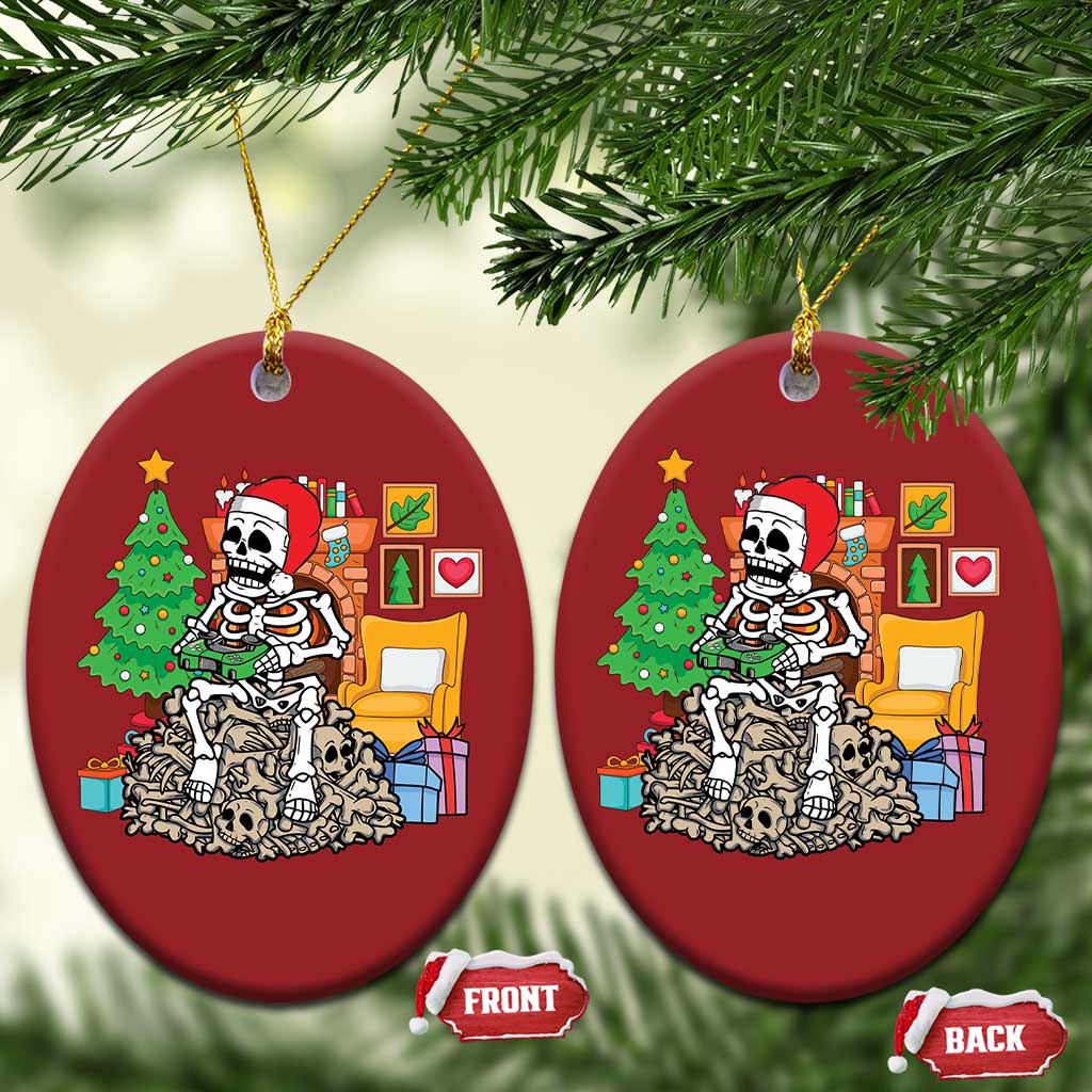 Christmas Gamer Skeleton Gaming Christmas Ornament - Wonder Print Shop
