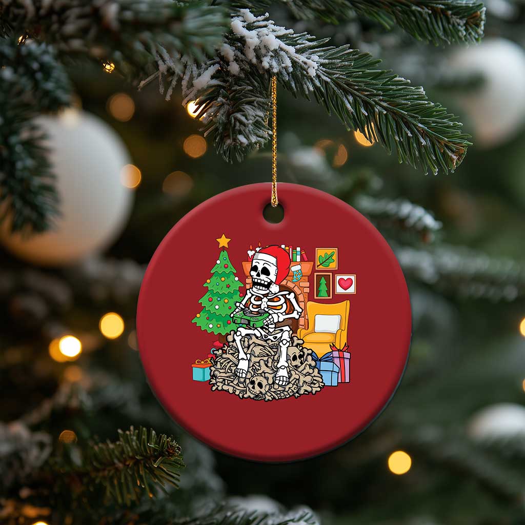 Christmas Gamer Skeleton Gaming Christmas Ornament - Wonder Print Shop