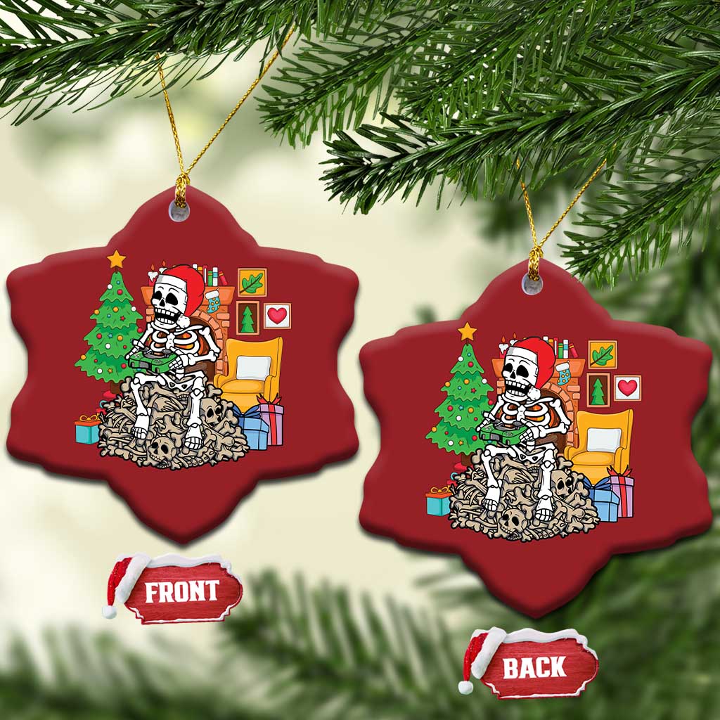 Christmas Gamer Skeleton Gaming Christmas Ornament - Wonder Print Shop