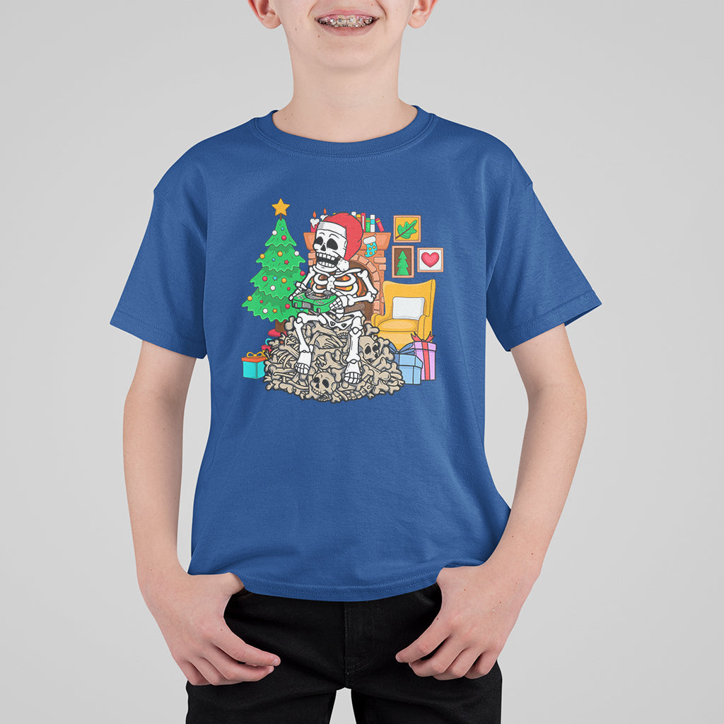Christmas Gaming Skeleton Gamer Skull T Shirt For Kid - Wonder Print Shop