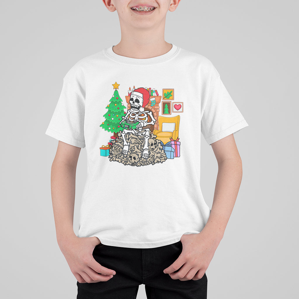 Christmas Gaming Skeleton Gamer Skull T Shirt For Kid - Wonder Print Shop