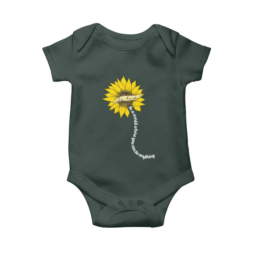 Be Kind Baby Onesie In A World Where You Can Be Anything Sunflower