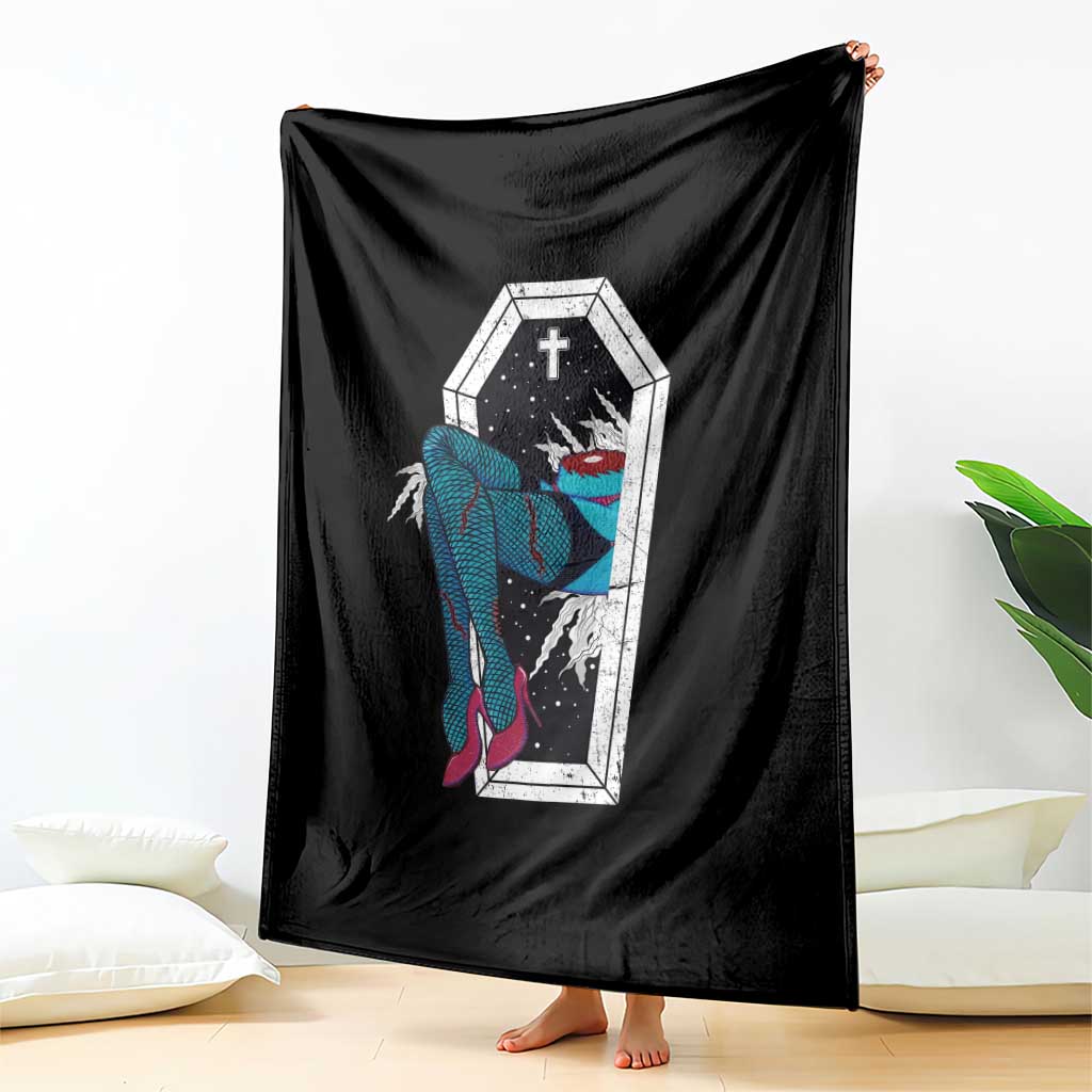 Creepy Halloween Throw Blanket Sexy Zombie Legs Flash Tattoo Coffin - Wonder Print Shop