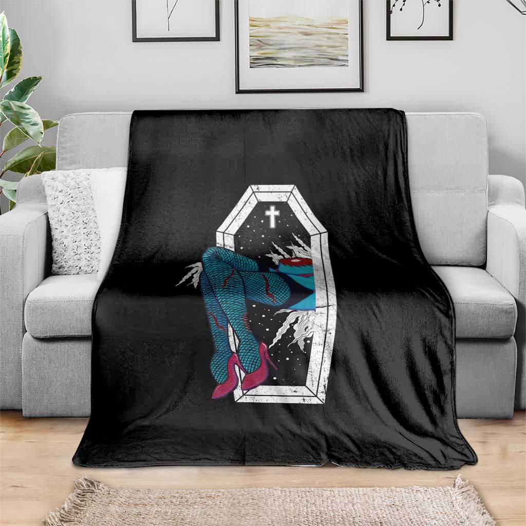 Creepy Halloween Throw Blanket Sexy Zombie Legs Flash Tattoo Coffin - Wonder Print Shop