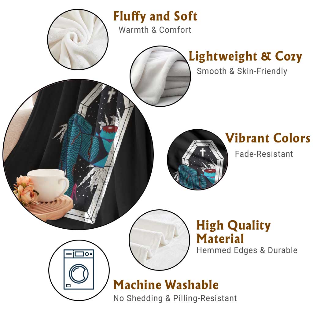 Creepy Halloween Throw Blanket Sexy Zombie Legs Flash Tattoo Coffin - Wonder Print Shop