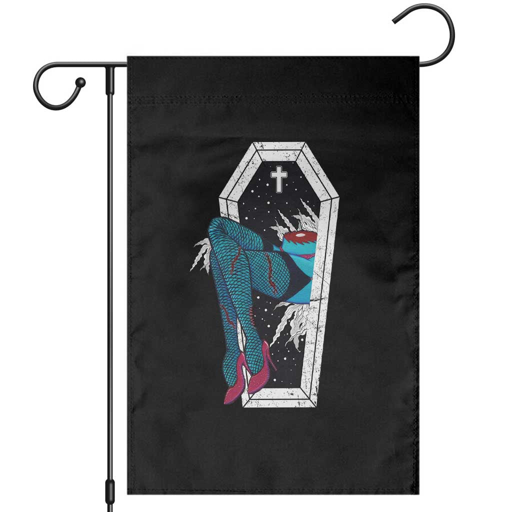 Creepy Halloween Garden Flag Sexy Zombie Legs Flash Tattoo Coffin - Wonder Print Shop