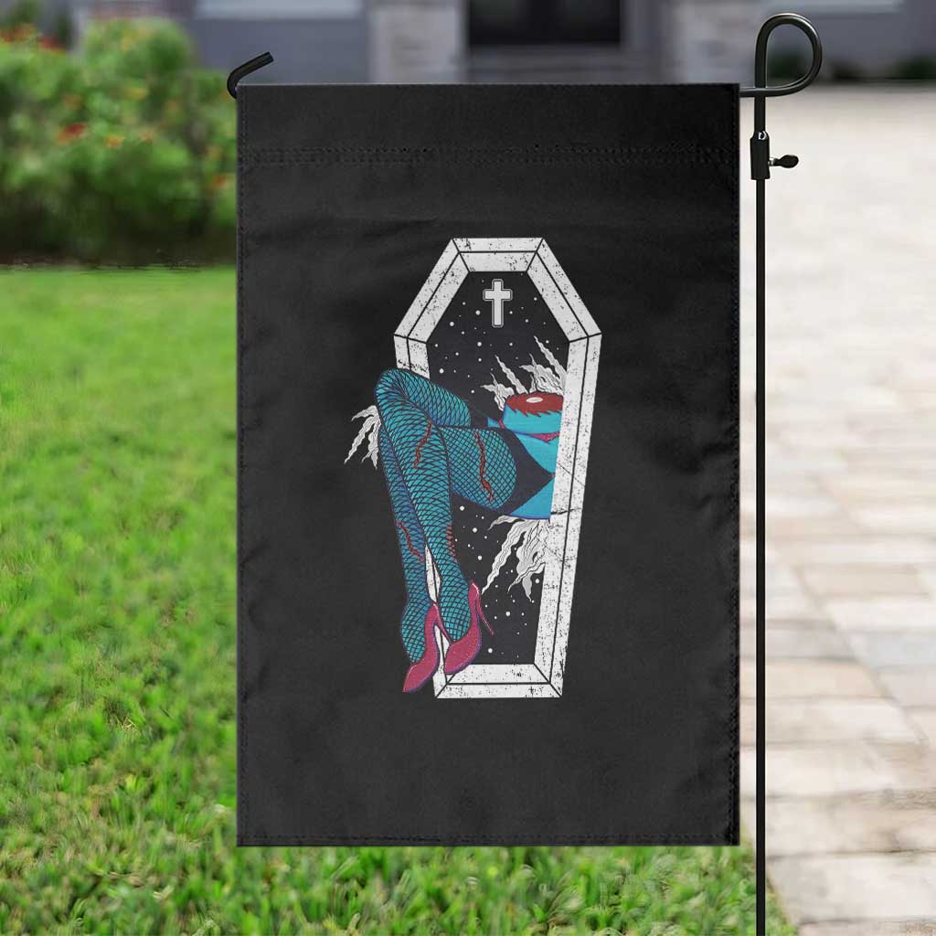 Creepy Halloween Garden Flag Sexy Zombie Legs Flash Tattoo Coffin - Wonder Print Shop