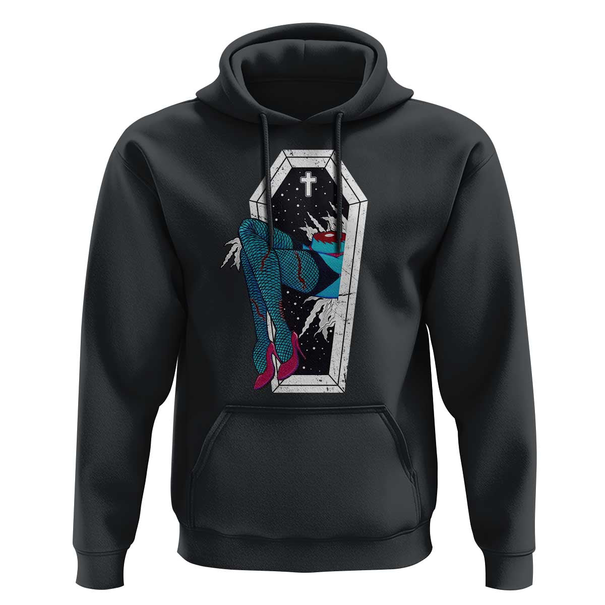 Creepy Halloween Hoodie Sexy Zombie Legs Flash Tattoo Coffin