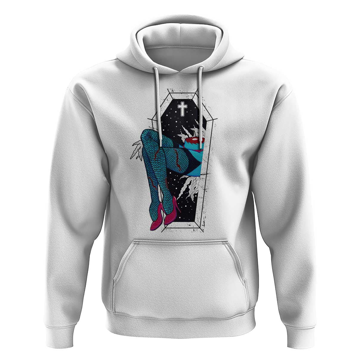 Creepy Halloween Hoodie Sexy Zombie Legs Flash Tattoo Coffin