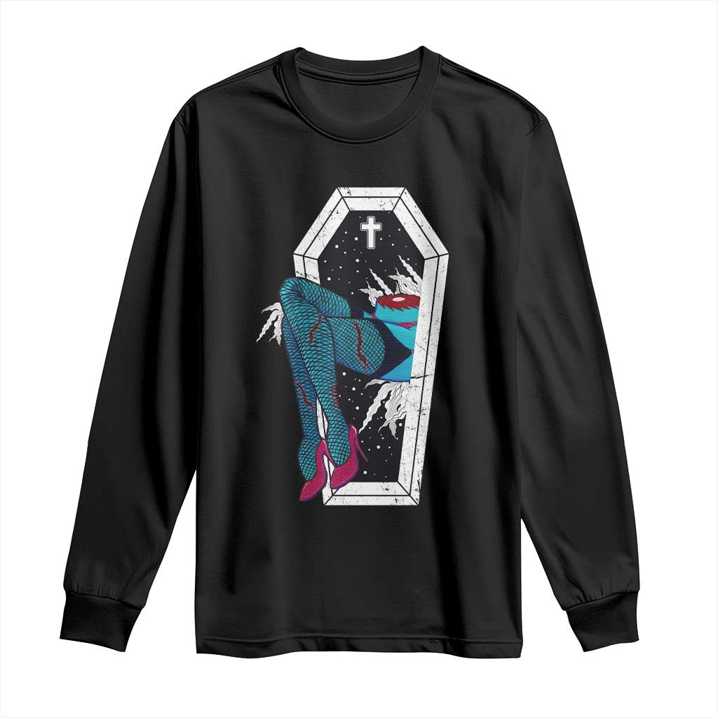 Creepy Halloween Long Sleeve Shirt Sexy Zombie Legs Flash Tattoo Coffin
