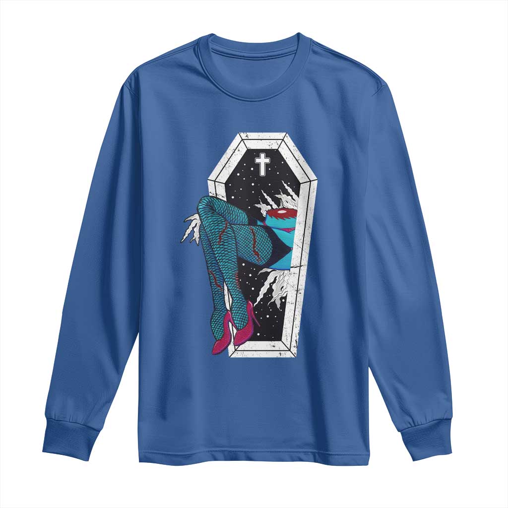 Creepy Halloween Long Sleeve Shirt Sexy Zombie Legs Flash Tattoo Coffin