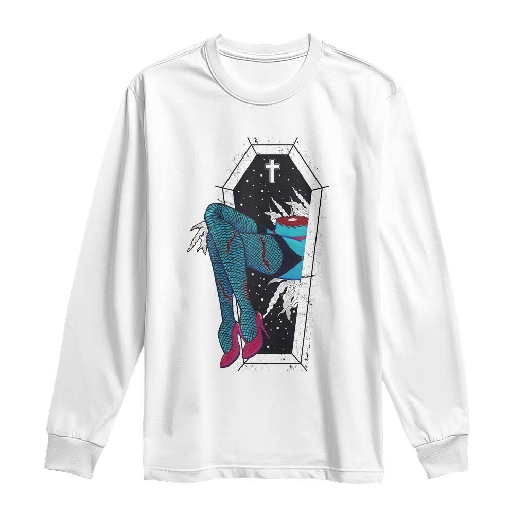 Creepy Halloween Long Sleeve Shirt Sexy Zombie Legs Flash Tattoo Coffin