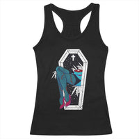 Creepy Halloween Racerback Tank Top Sexy Zombie Legs Flash Tattoo Coffin