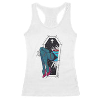 Creepy Halloween Racerback Tank Top Sexy Zombie Legs Flash Tattoo Coffin