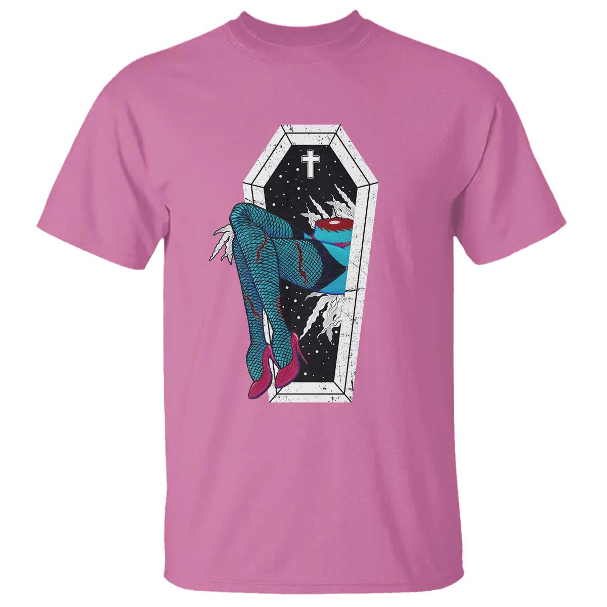 Creepy Halloween T Shirt Sexy Zombie Legs Flash Tattoo Coffin - Wonder Print Shop