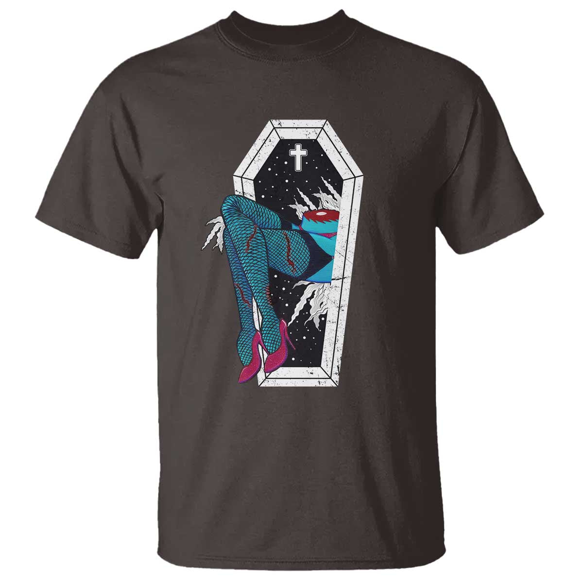 Creepy Halloween T Shirt Sexy Zombie Legs Flash Tattoo Coffin - Wonder Print Shop