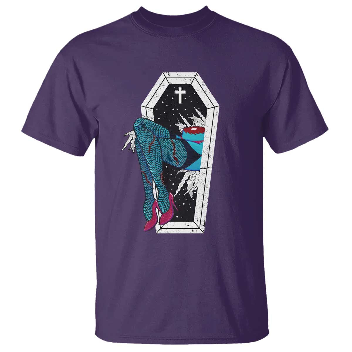 Creepy Halloween T Shirt Sexy Zombie Legs Flash Tattoo Coffin - Wonder Print Shop
