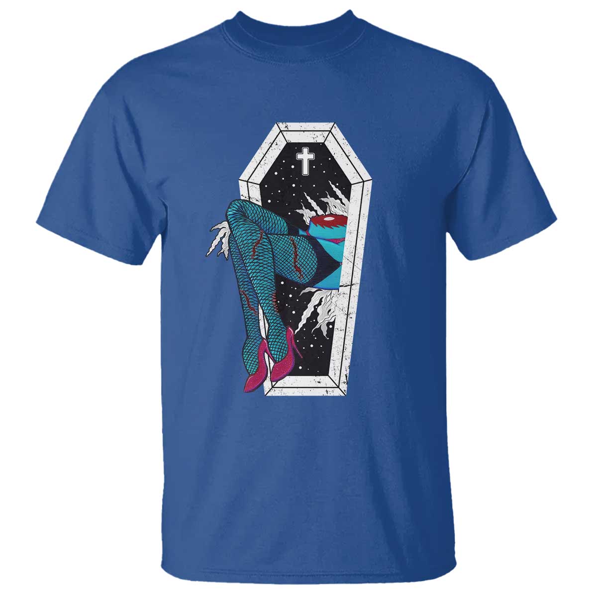 Creepy Halloween T Shirt Sexy Zombie Legs Flash Tattoo Coffin - Wonder Print Shop