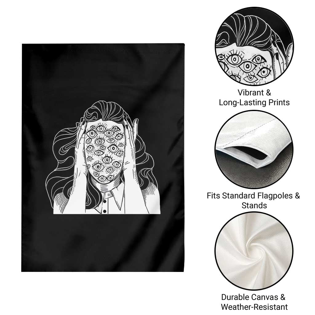 Creepy Aesthetic All Eyes On Me Psycho Girl Garden Flag - Wonder Print Shop