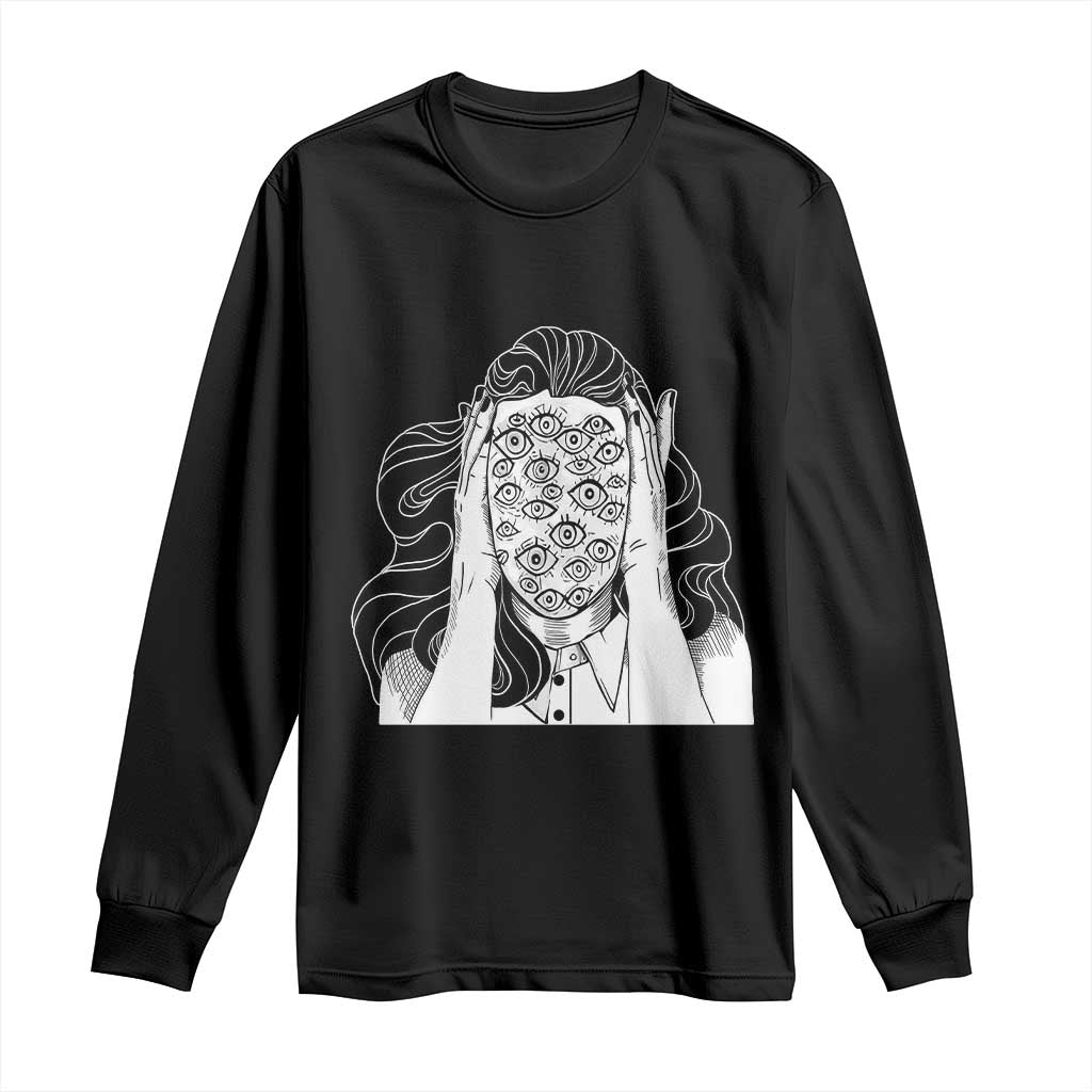 Creepy Aesthetic All Eyes On Me Psycho Girl Long Sleeve Shirt