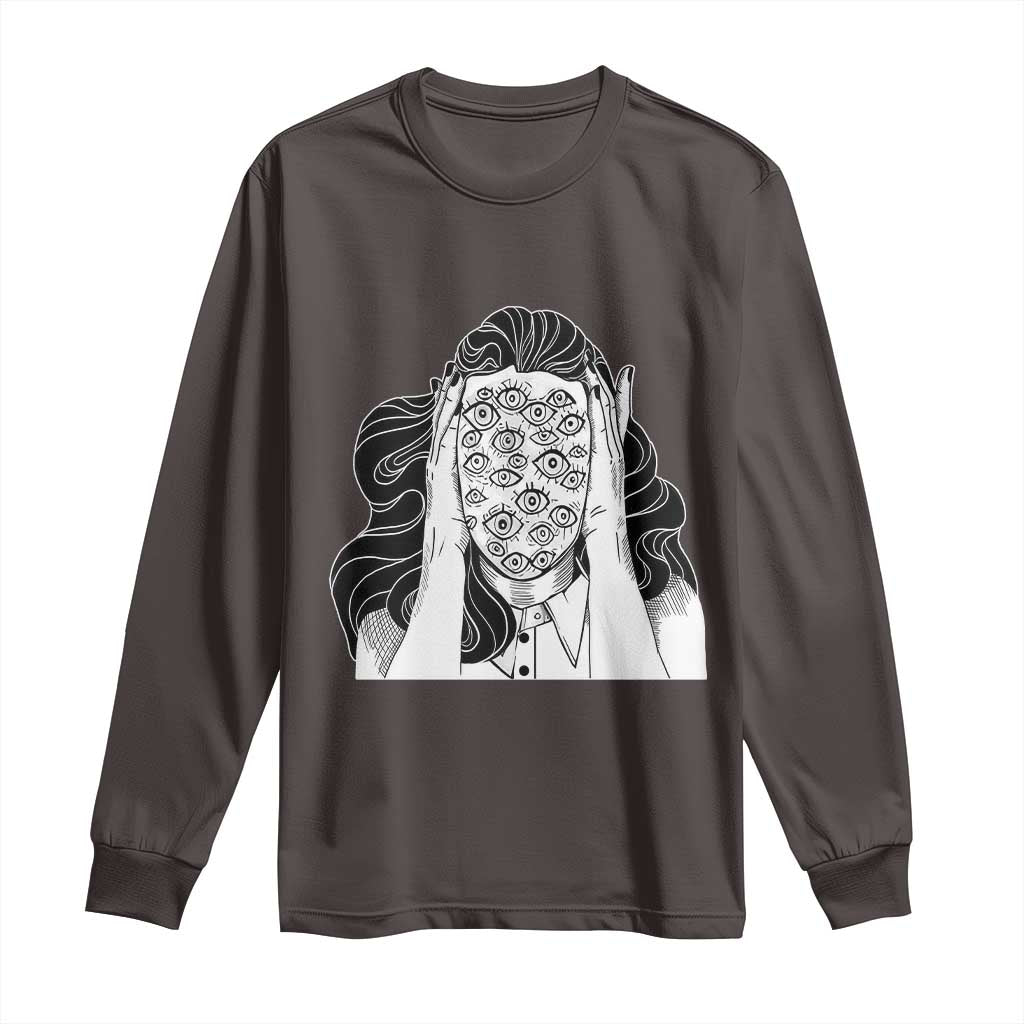 Creepy Aesthetic All Eyes On Me Psycho Girl Long Sleeve Shirt