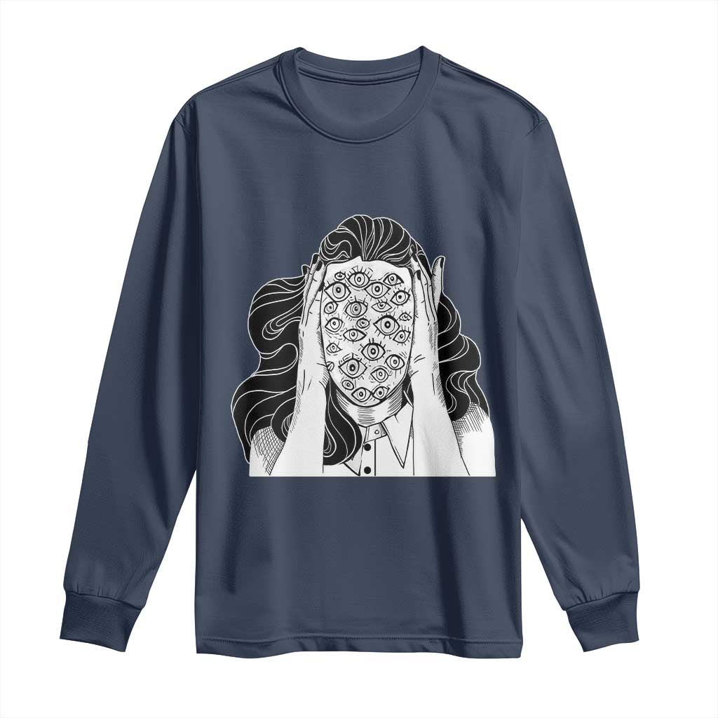 Creepy Aesthetic All Eyes On Me Psycho Girl Long Sleeve Shirt