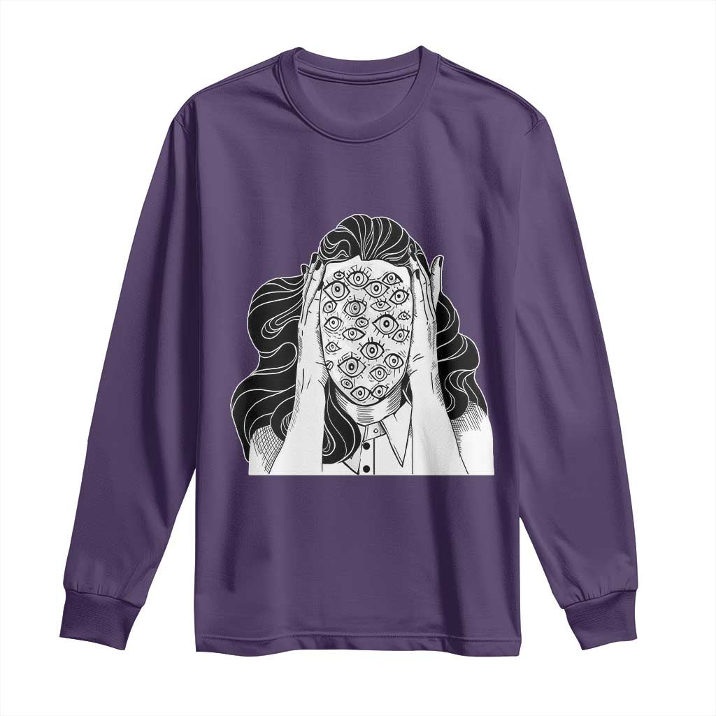 Creepy Aesthetic All Eyes On Me Psycho Girl Long Sleeve Shirt