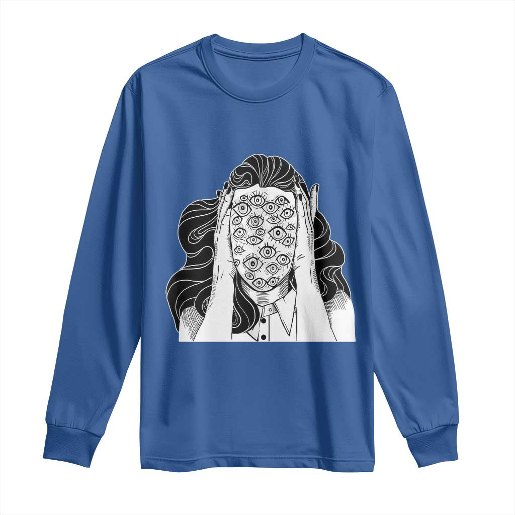 Creepy Aesthetic All Eyes On Me Psycho Girl Long Sleeve Shirt