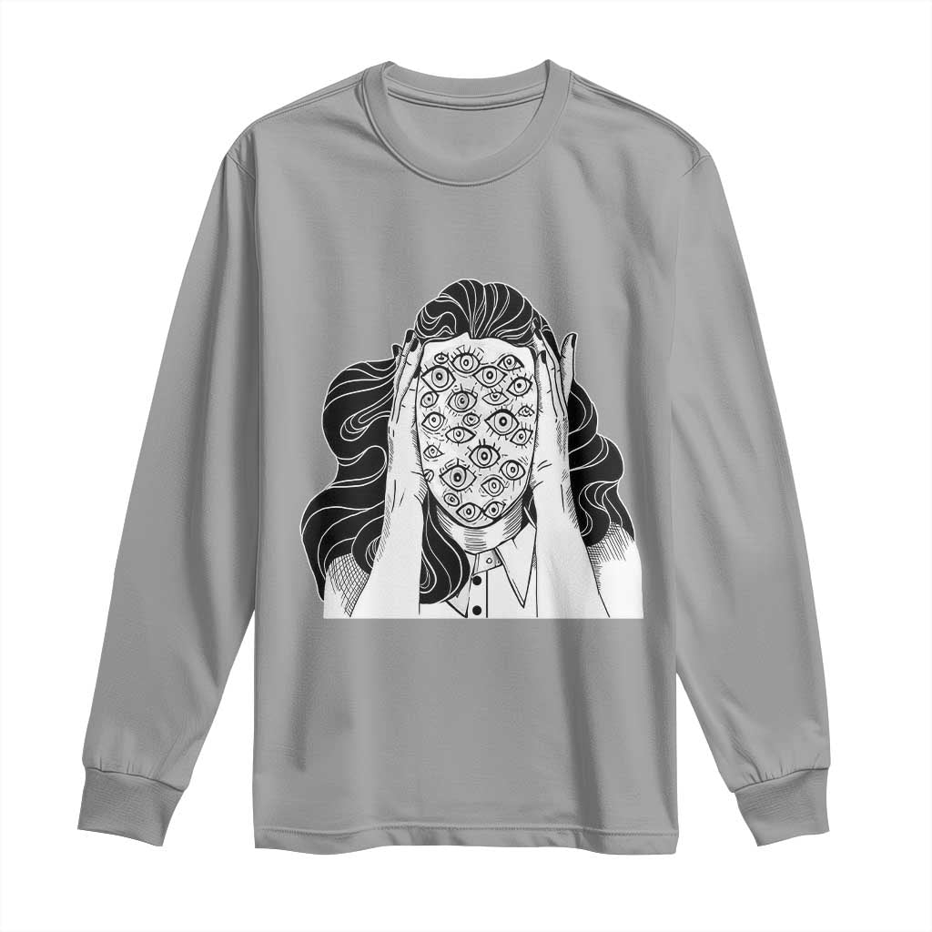 Creepy Aesthetic All Eyes On Me Psycho Girl Long Sleeve Shirt